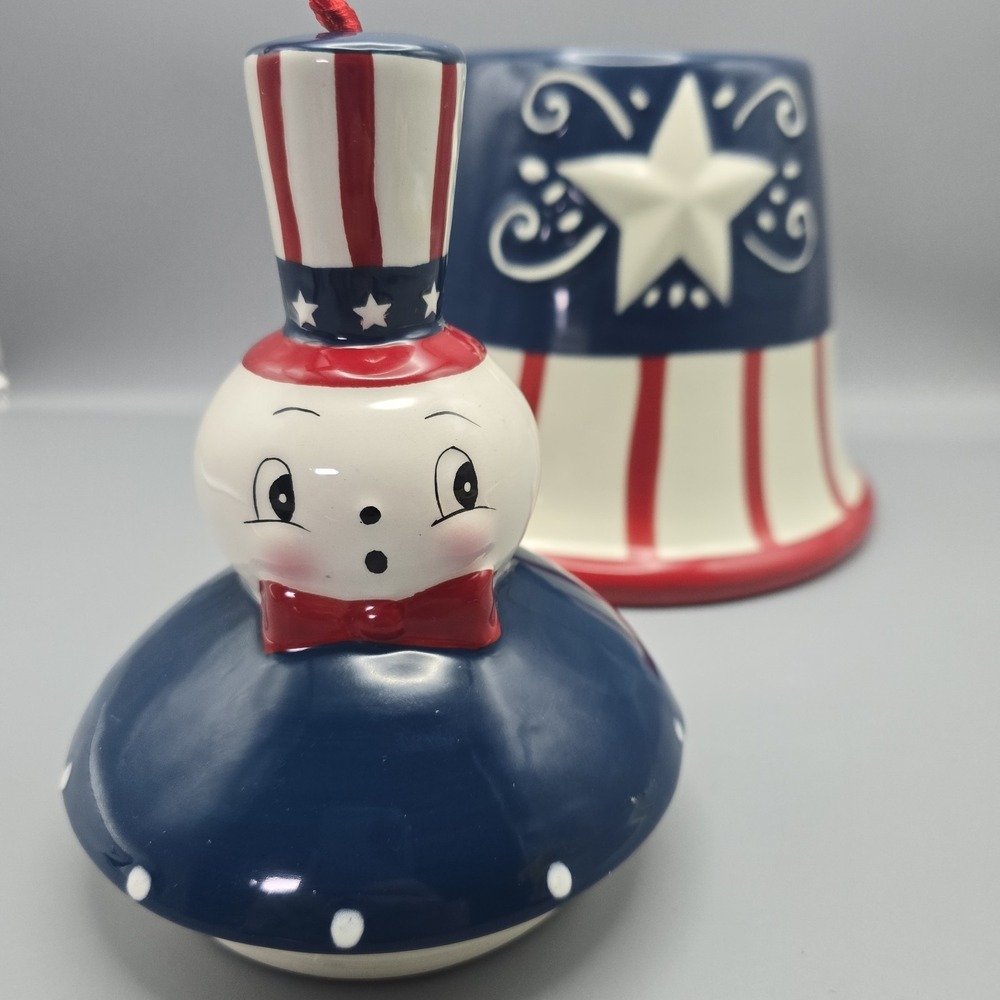 Johanna‎ Parker Carnival Cottage Mr Liberty Bell Cookie Jar Patriotic Canister - Picture 15 of 16